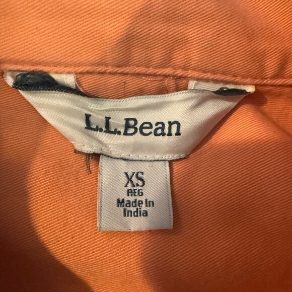 LL Bean Women's Size XS Petite Orange‎ Denim Button Up Jean Jacket - Picture 8 of 10